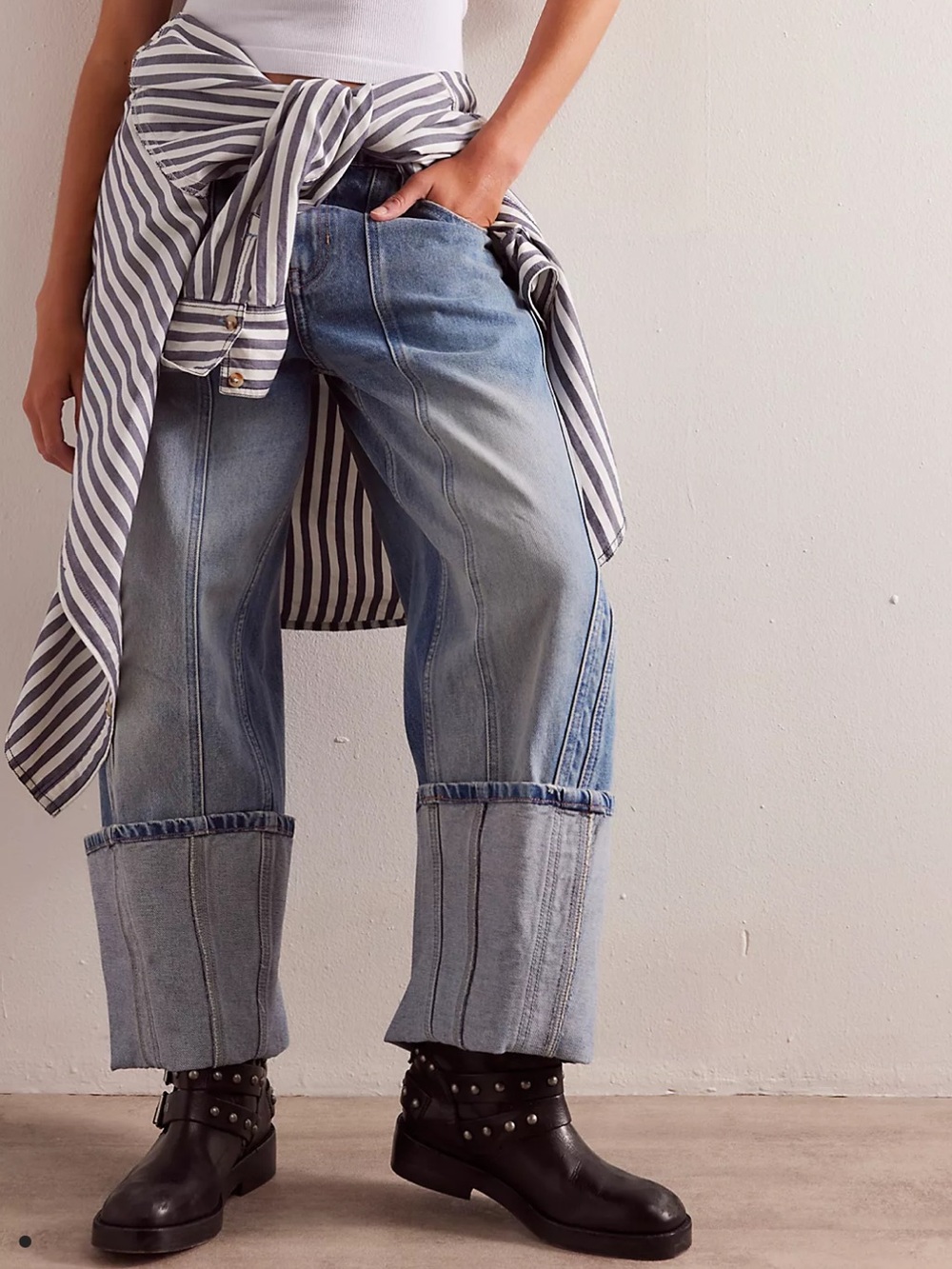 Free People We The Free Olsen Cuffed Crop Barrel Jeans